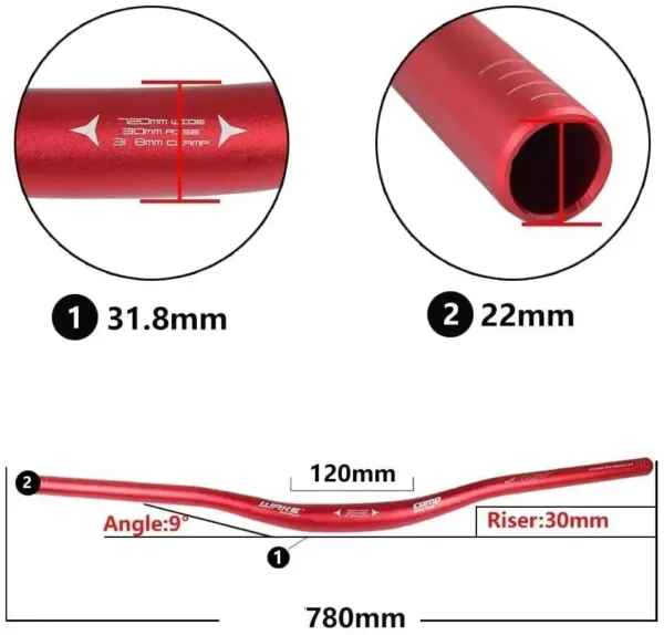 Wake Alüminyum 780mm Renkli MTB Yüksek Dayanıklı Gidon - Görsel 4